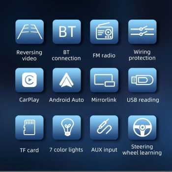 Gambar produk ESGO Head Unit Tape Mobil 2DIN Wired CarPlay Android Auto 7 Inch - F7018C