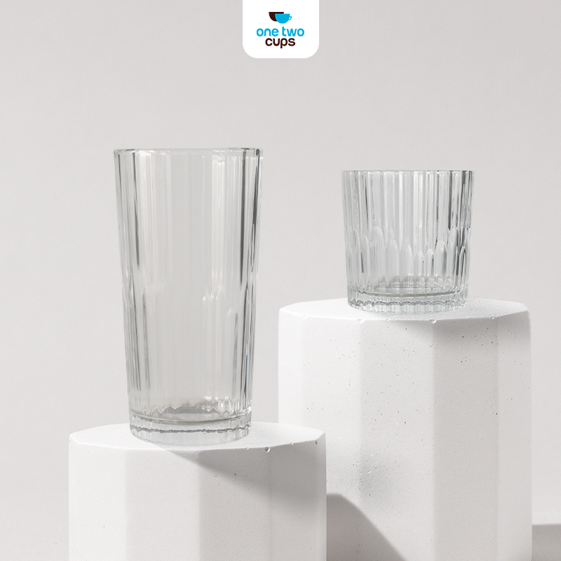 One Two Cups Gelas Kaca Aesthetic Kopi Teh Simple Striped Glass 314ml - J15 Gambar produk One Two Cups Gelas Kaca Aesthetic Kopi Teh Simple Striped Glass 314ml - J15