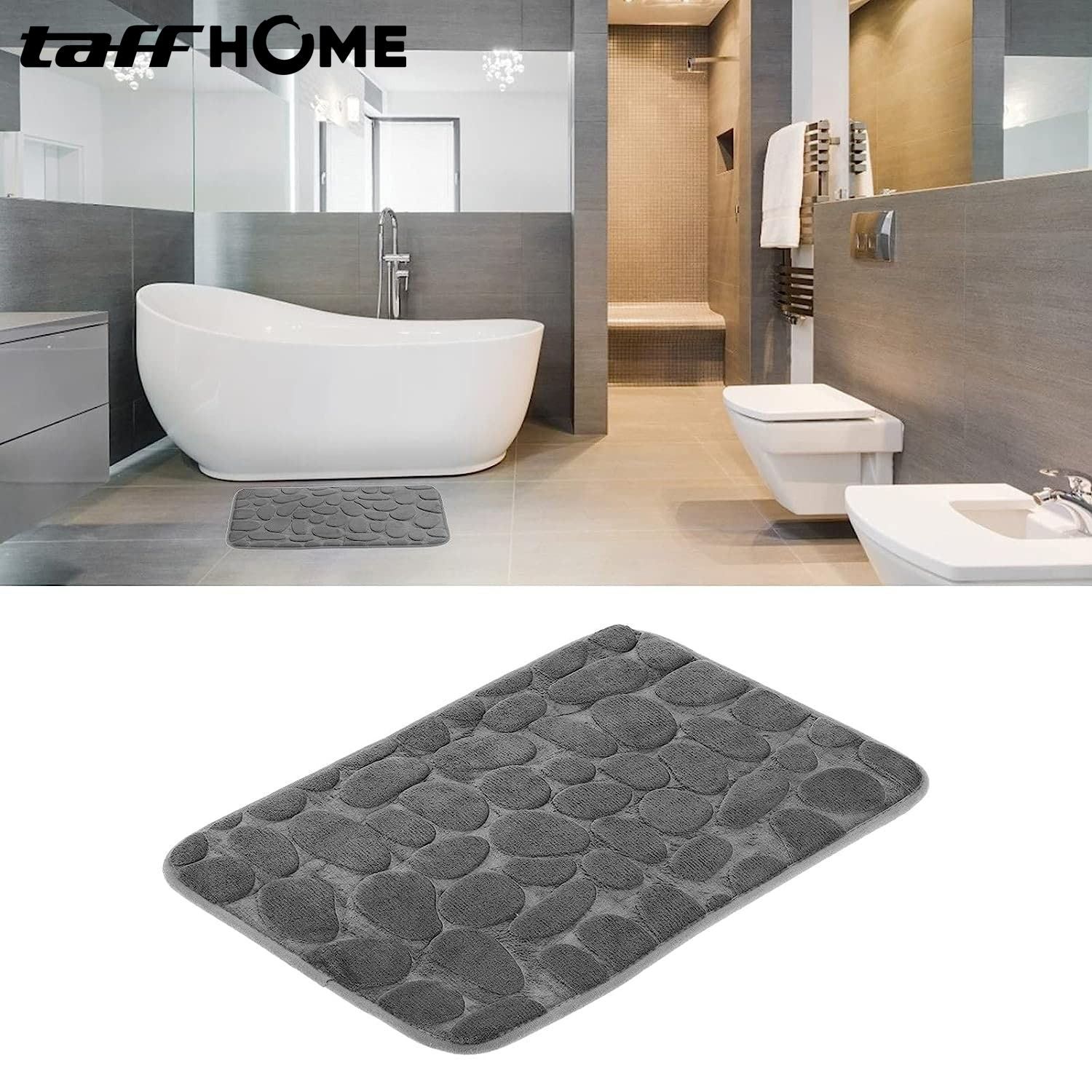 TaffHOME Keset Kamar Mandi Cobble Stone Super Absorbent 60x40cm - Jn39 Gambar produk TaffHOME Keset Kamar Mandi Cobble Stone Super Absorbent 60x40cm - Jn39