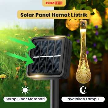 TaffLED Lampu Hias String Lights Raindrop Solar 30LED 6.5M Warm White - SP030 Gambar produk TaffLED Lampu Hias String Lights Raindrop Solar 30LED 6.5M Warm White - SP030