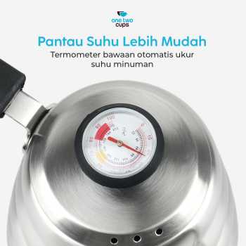 One Two Cups Teko Kopi Leher Angsa Gooseneck Pour Over Thermometer 1L - OTC201 Gambar produk One Two Cups Teko Kopi Leher Angsa Gooseneck Pour Over Thermometer 1L - OTC201