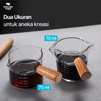 One Two Cups Gelas Milk Jug Pitcher Espresso Double Mouth 75ml - S08 Gambar produk One Two Cups Gelas Milk Jug Pitcher Espresso Double Mouth 75ml - S08