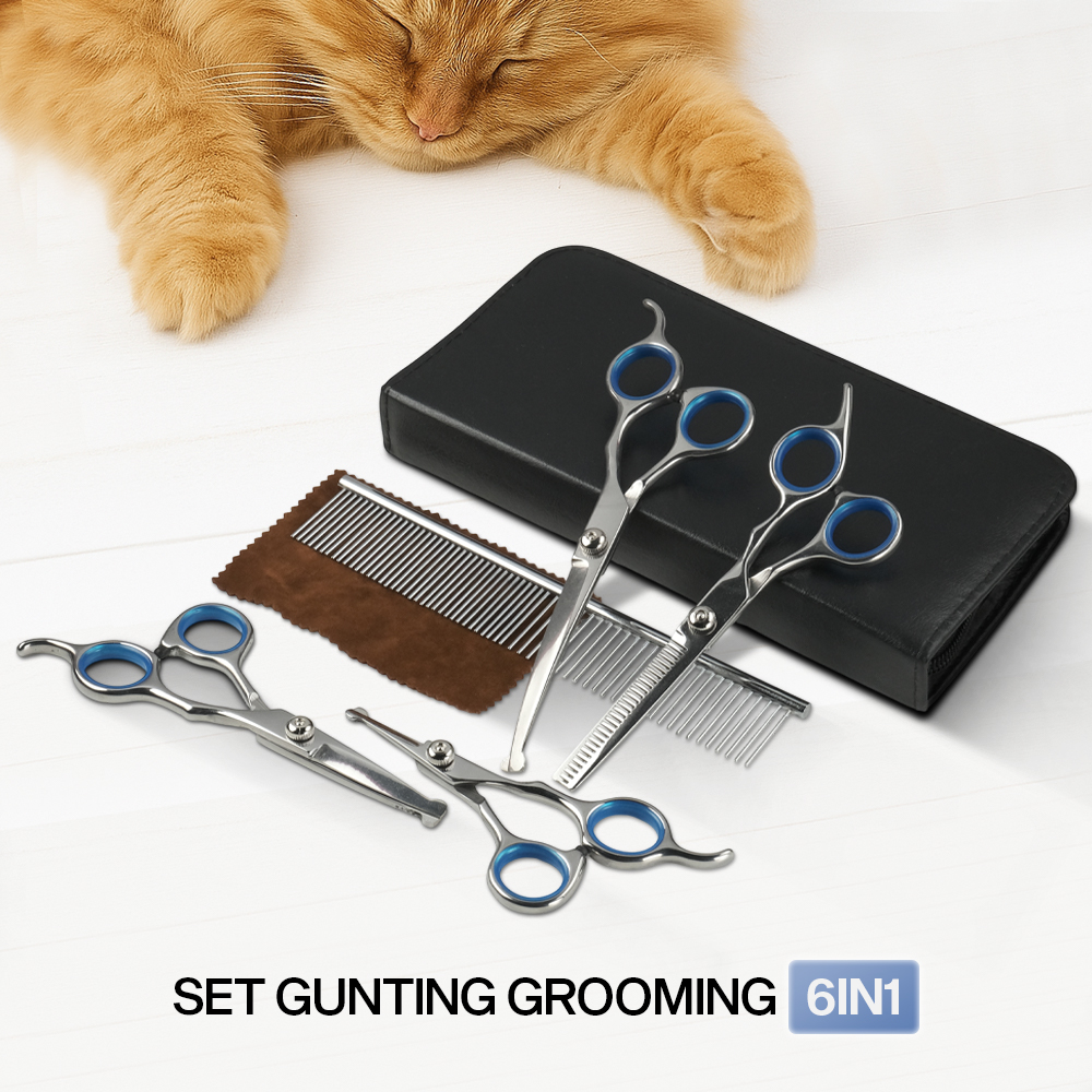 Dtog Set Gunting Grooming Perawatan Bulu Anjing 6in1 - INU73 Gambar produk Dtog Set Gunting Grooming Perawatan Bulu Anjing 6in1 - INU73