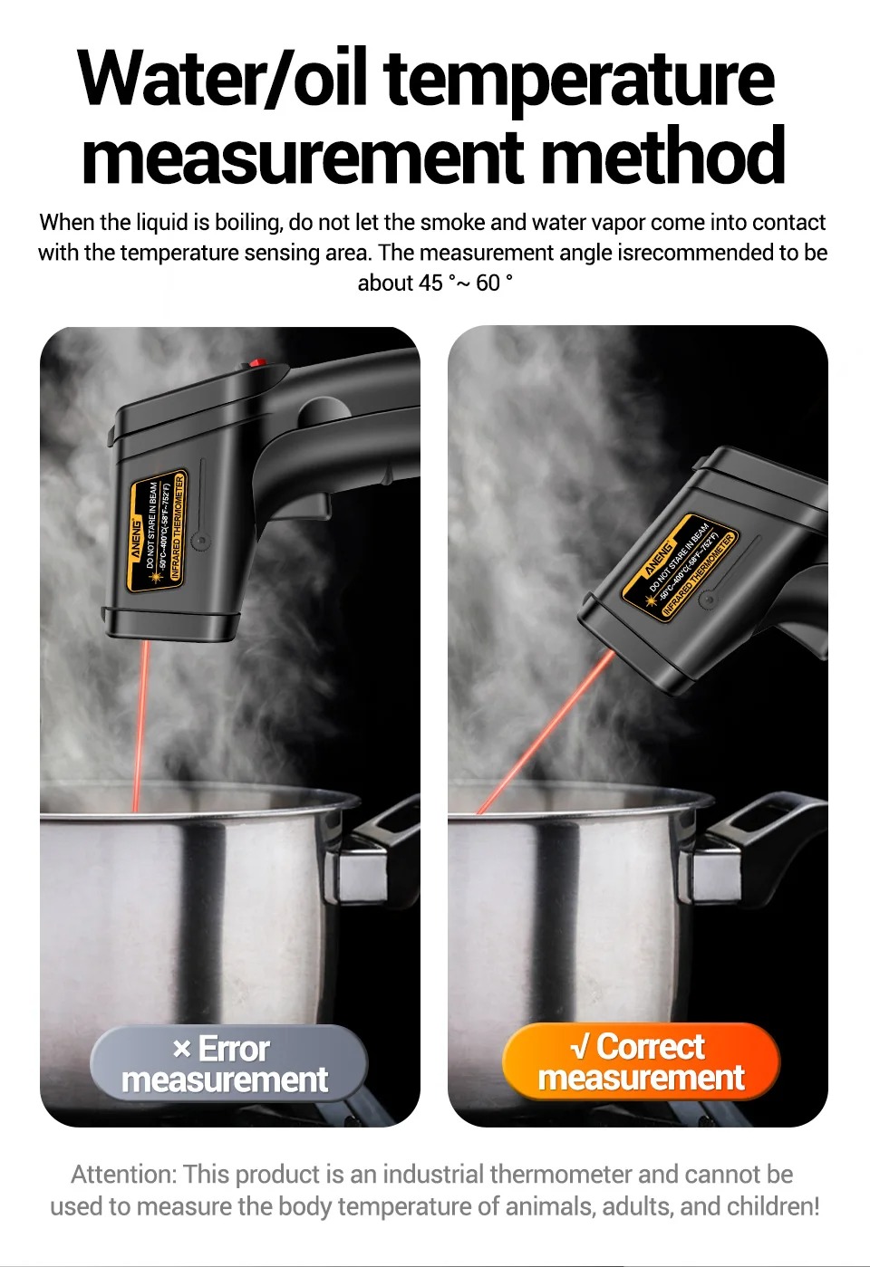 ANENG Termometer Industrial Digital Thermogun Infrared LCD Backlit - TH201 Gambar produk ANENG Termometer Industrial Digital Thermogun Infrared LCD Backlit - TH201