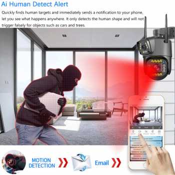 Gambar produk V380 Pro Kamera CCTV Dual Lens Outdoor Two Way Audio WiFi IP66 4MP - IPC-V380-V10