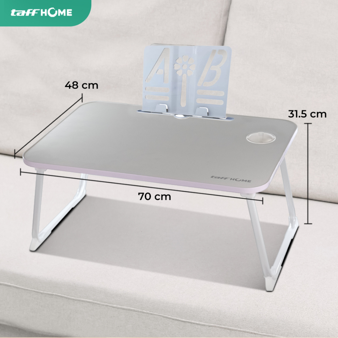 Gambar produk TaffHOME Meja Lipat Laptop Foldable Bed Table with Drawer Cup Holder 70x48cm - BO-67