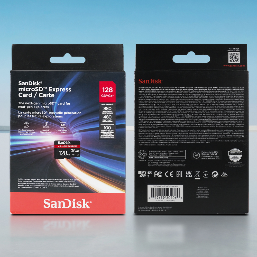 SanDisk microSD Express UHS-I Class 10 U3 880MB/s 128GB - SDSQXFN Gambar produk SanDisk microSD Express UHS-I Class 10 U3 880MB/s 128GB - SDSQXFN