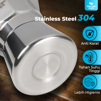 Gambar produk One Two Cups Moka Pot Italian Espresso Coffee Maker Stainless Steel 300ml - W-767