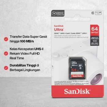 Gambar produk SanDisk Ultra SDHC/XC UHS-I Card Class 10 100MB/s 64GB - SDSDUNR-GN3IN