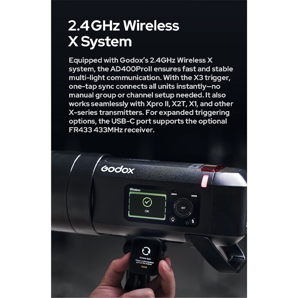 Gambar produk Godox Flash Camera Wireless 2.4GHz TTL 3in1 Color 2600mAh 400Ws - AD400ProII