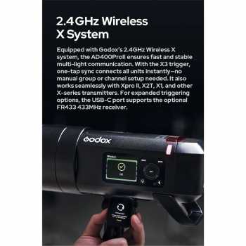 Gambar produk Godox Flash Camera Wireless 2.4GHz TTL 3in1 Color 2600mAh 400Ws - AD400ProII