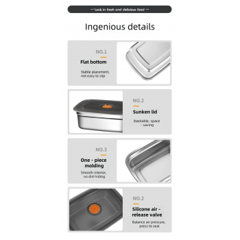 TaffHOME Kotak Makan Anti Tumpah Lunch Bento Box Stainless Steel 410 928ml - KT275 Gambar produk TaffHOME Kotak Makan Anti Tumpah Lunch Bento Box Stainless Steel 410 928ml - KT275