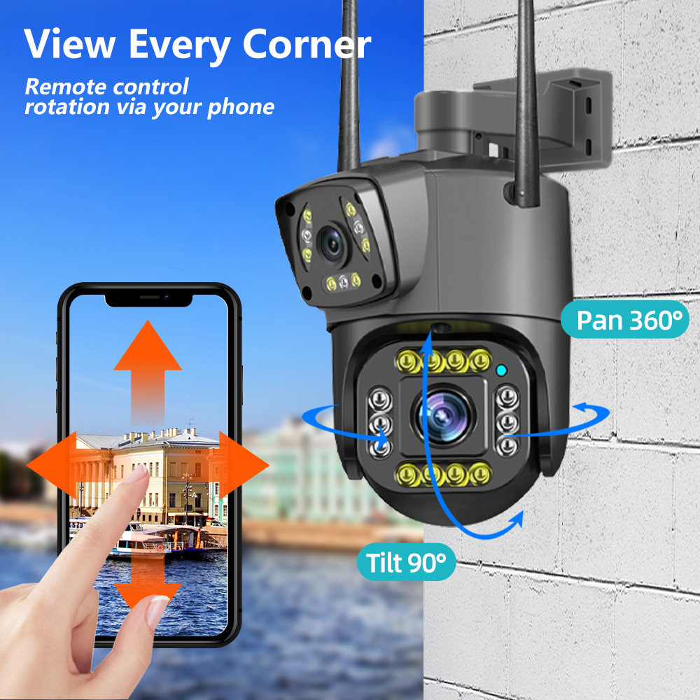 Gambar produk V380 Pro Kamera CCTV Dual Lens Outdoor Two Way Audio WiFi IP66 4MP - IPC-V380-V10