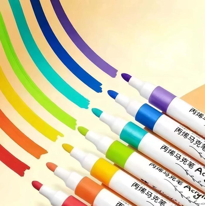 Gambar produk HUNJHYC Spidol Warna Anak Acrylic Marker Fine Tip Quick Dry Waterproof 24 Warna - GB8801