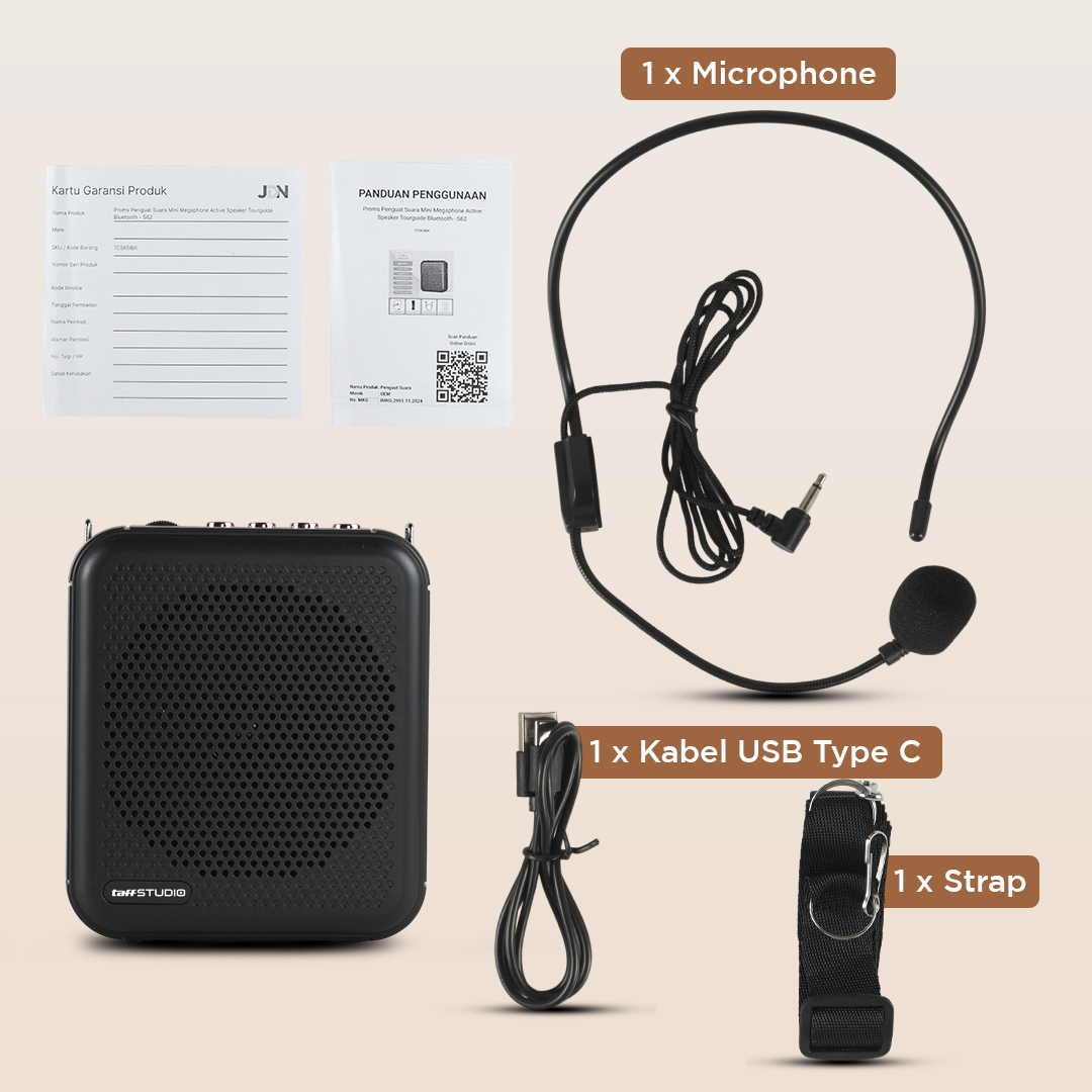 Gambar produk TaffStudio Penguat Suara Mini Megaphone Active Speaker Guide Bluetooth - S62