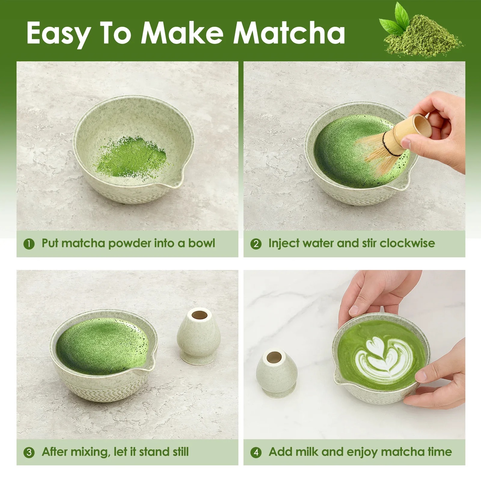 Willstar Matcha Set Kit Chawan Chasen Stand Ceramic 500ml 2 PCS - WS-502 Gambar produk Willstar Matcha Set Kit Chawan Chasen Stand Ceramic 500ml 2 PCS - WS-502