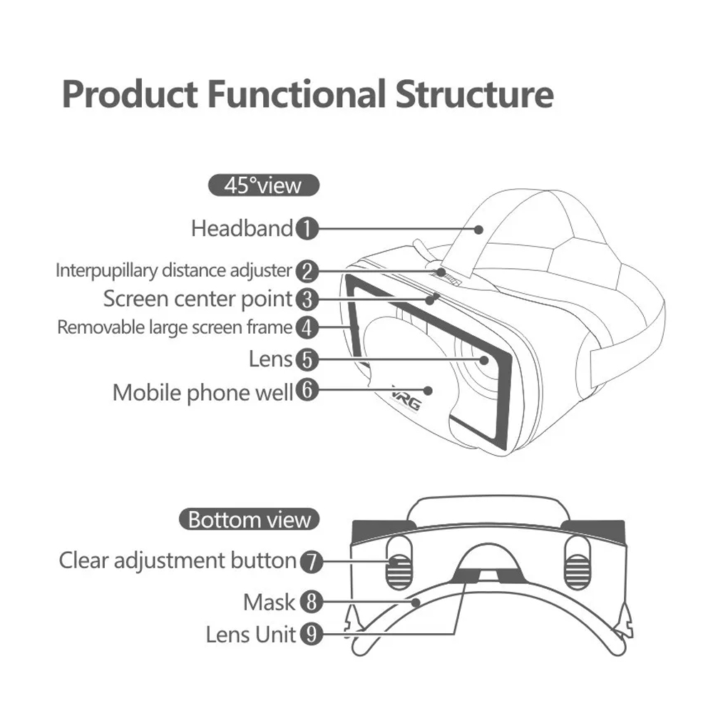 Gambar produk VRG VR Box 3D Virtual Reality Glasses Adjustable 7 Inch Smartphone - PRO