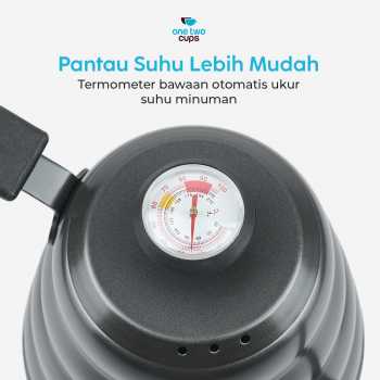 One Two Cups Teko Kopi Leher Angsa Gooseneck Pour Over Thermometer 1.2L - OTC265 Gambar produk One Two Cups Teko Kopi Leher Angsa Gooseneck Pour Over Thermometer 1.2L - OTC265