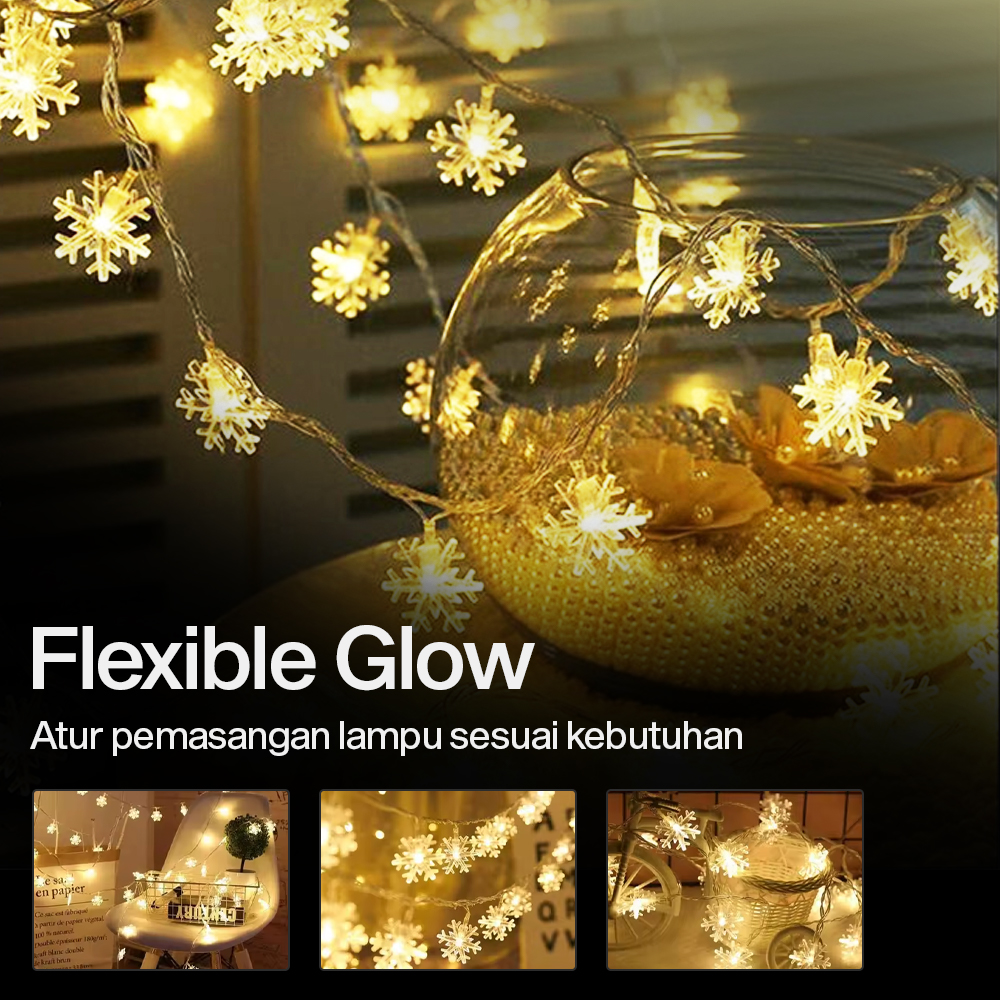 Gambar produk Lampu Hias String Lights Snowflake Christmas Decoration Battery 20 LED - HH-002