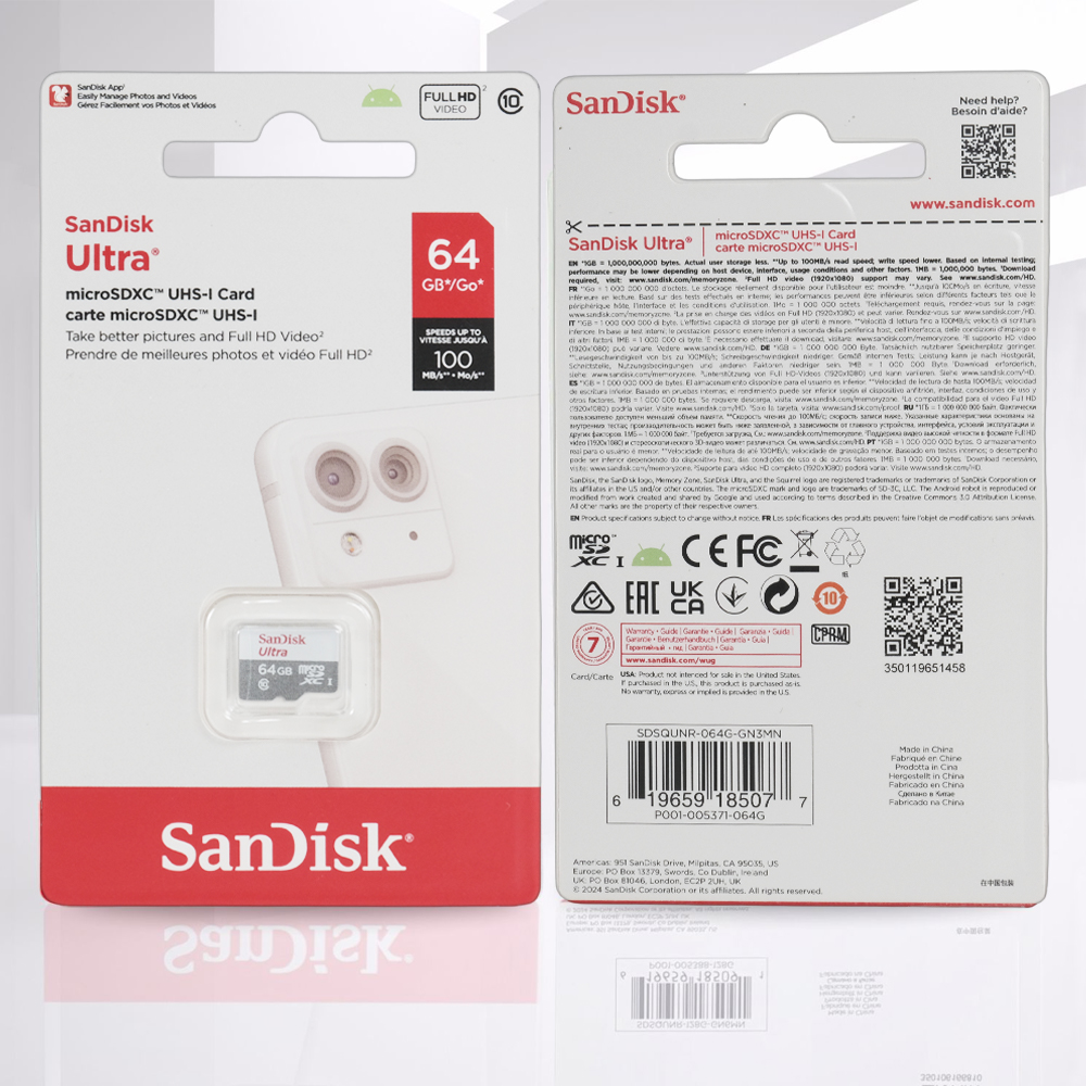 Gambar produk SanDisk Ultra microSDHC/SDXC UHS-I Class 10 100MB/s 64GB - SDSQUNR