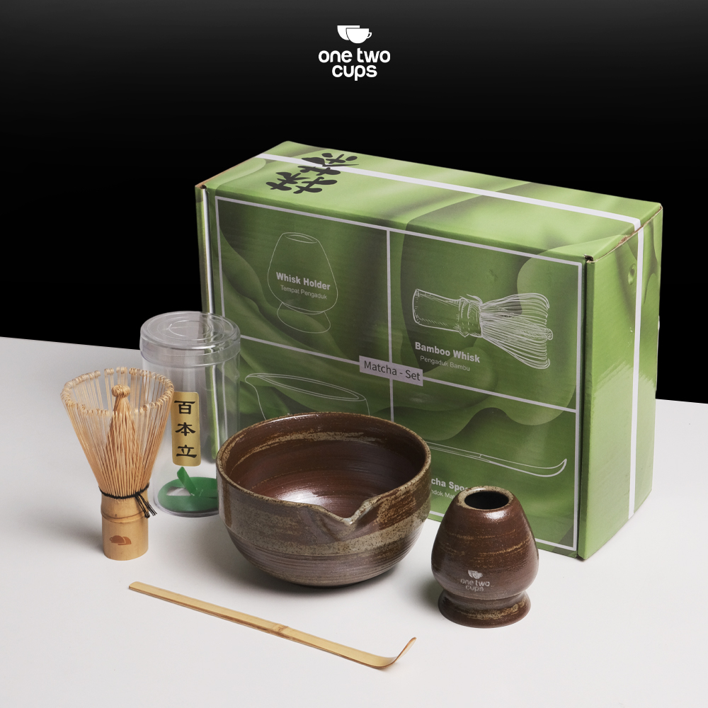 Gambar produk One Two Cups Matcha Set Kit Chawan Chasen Stand Chashaku 4 PCS - N41