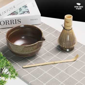 Gambar produk One Two Cups Matcha Set Kit Chawan Chasen Stand Chashaku 4 PCS - N41