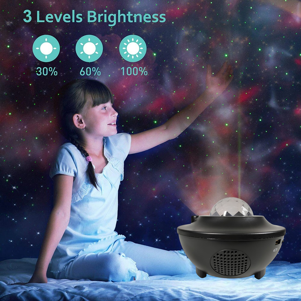 TaffLED Lampu Tidur Proyektor RGBW Active Speaker Bluetooth Remote - BR7706 Gambar produk TaffLED Lampu Tidur Proyektor RGBW Active Speaker Bluetooth Remote - BR7706