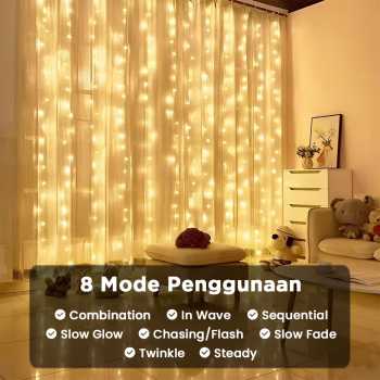 Gambar produk ANBLUB Lampu Hias Gorden String Lights USB 300 LED 3x3M with Remote - ANB300