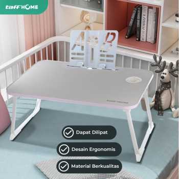 Gambar produk TaffHOME Meja Lipat Laptop Foldable Bed Table with Drawer Cup Holder 70x48cm - BO-67