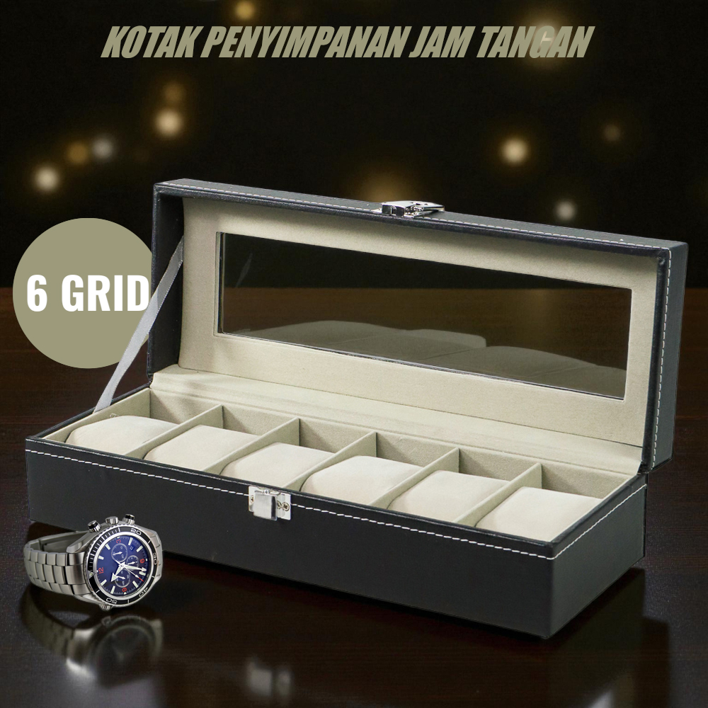 NieNie Kotak Penyimpanan Jam Tangan Storage Organizer Watch Box 6 Grid - NIE6 Gambar produk NieNie Kotak Penyimpanan Jam Tangan Storage Organizer Watch Box 6 Grid - NIE6