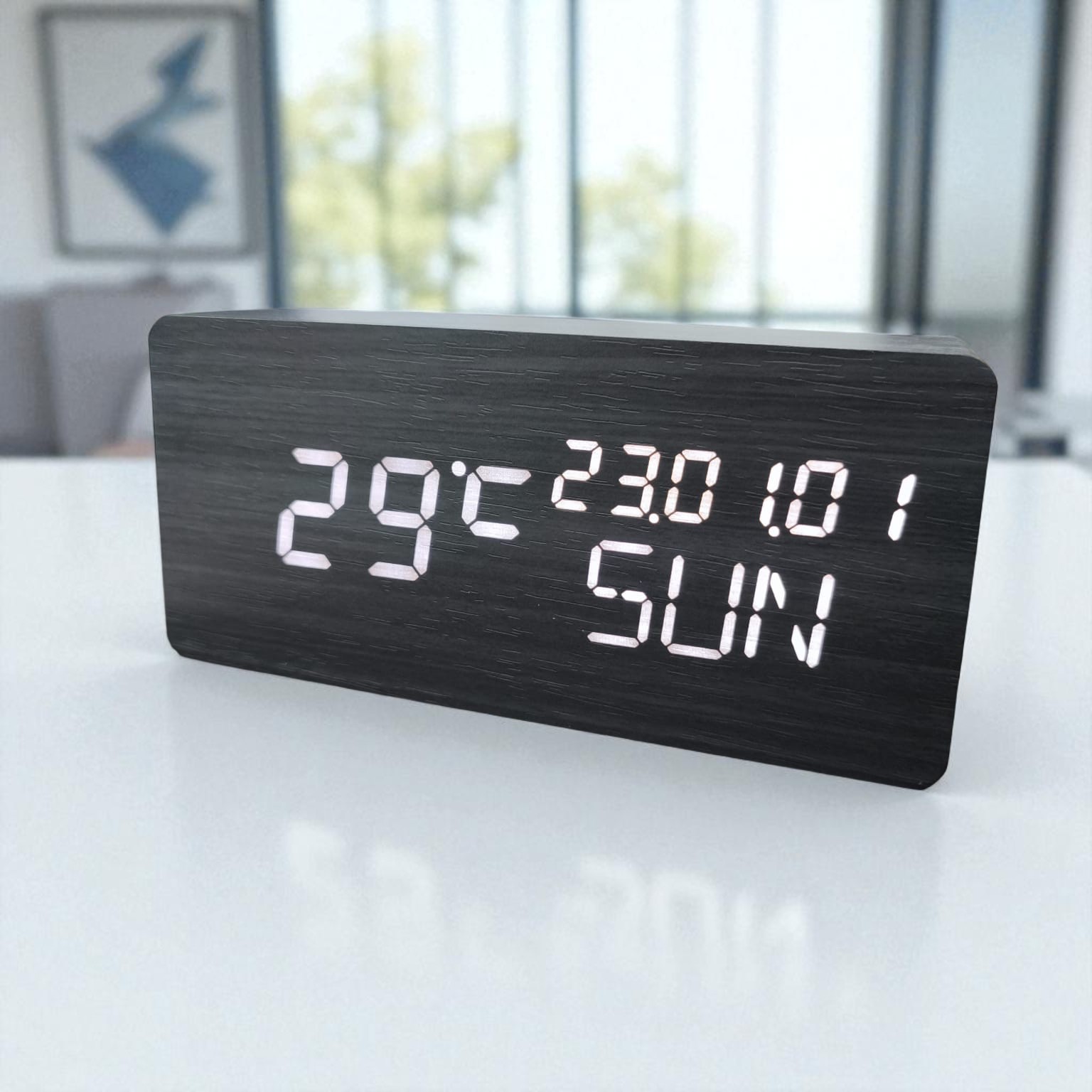Lovin Jam Weker Alarm Digital Kayu Clock Temperatur Voice Control - TX602 Gambar produk Lovin Jam Weker Alarm Digital Kayu Clock Temperatur Voice Control - TX602