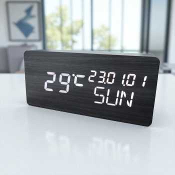 Lovin Jam Weker Alarm Digital Kayu Clock Temperatur Voice Control - TX602 Gambar produk Lovin Jam Weker Alarm Digital Kayu Clock Temperatur Voice Control - TX602