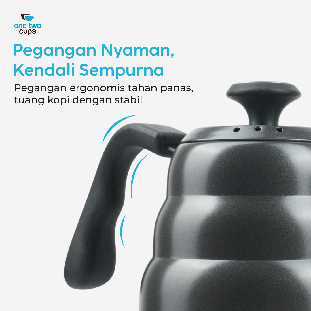 One Two Cups Teko Kopi Leher Angsa Gooseneck Pour Over Thermometer 1.2L - OTC265 Gambar produk One Two Cups Teko Kopi Leher Angsa Gooseneck Pour Over Thermometer 1.2L - OTC265