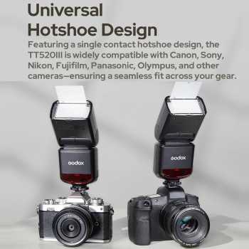 Gambar produk Godox Flash Camera Wireless 433MHz Adjustable Head 5600K - TT520III THINKLITE