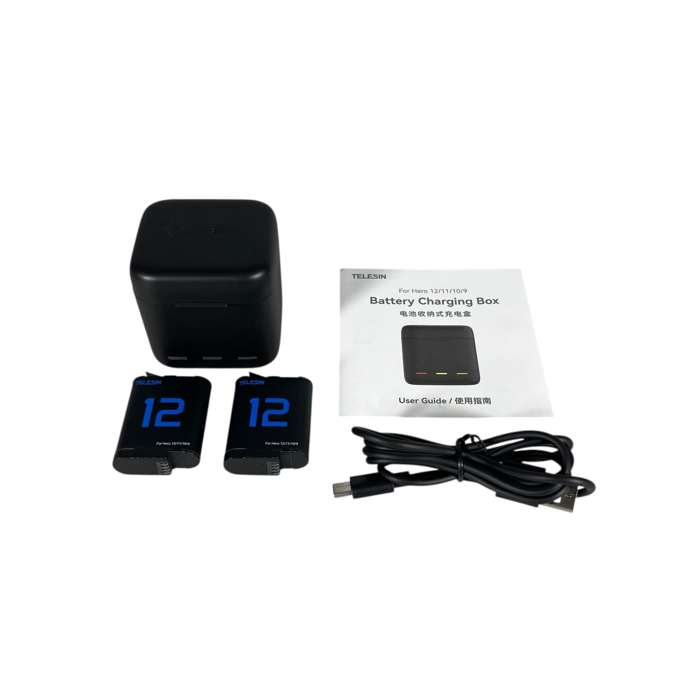 TELESIN Charger Baterai 3 Slot GoPro Hero 9/10/11/12 with 2 Batteries - S0-BCG-04-TGP Gambar produk TELESIN Charger Baterai 3 Slot GoPro Hero 9/10/11/12 with 2 Batteries - S0-BCG-04-TGP