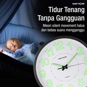 Gambar produk TaffHOME Jam Dinding Bulat Quartz Luminous Glow in The Dark 30cm MDB4