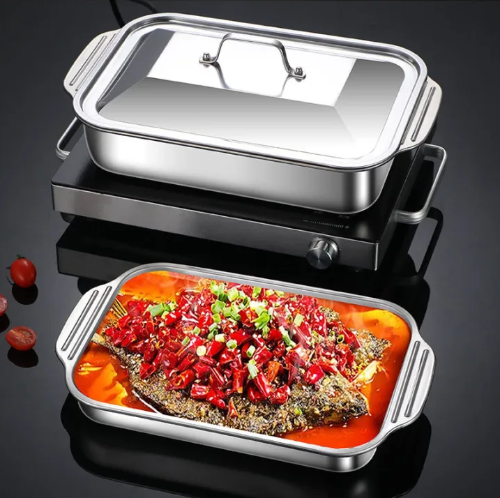 NLSLASI Loyang Nampan Tray Bakeware Grill Pan Magnetic Stainless 410 37x22x5cm - NL31 Gambar produk NLSLASI Loyang Nampan Tray Bakeware Grill Pan Magnetic Stainless 410 37x22x5cm - NL31