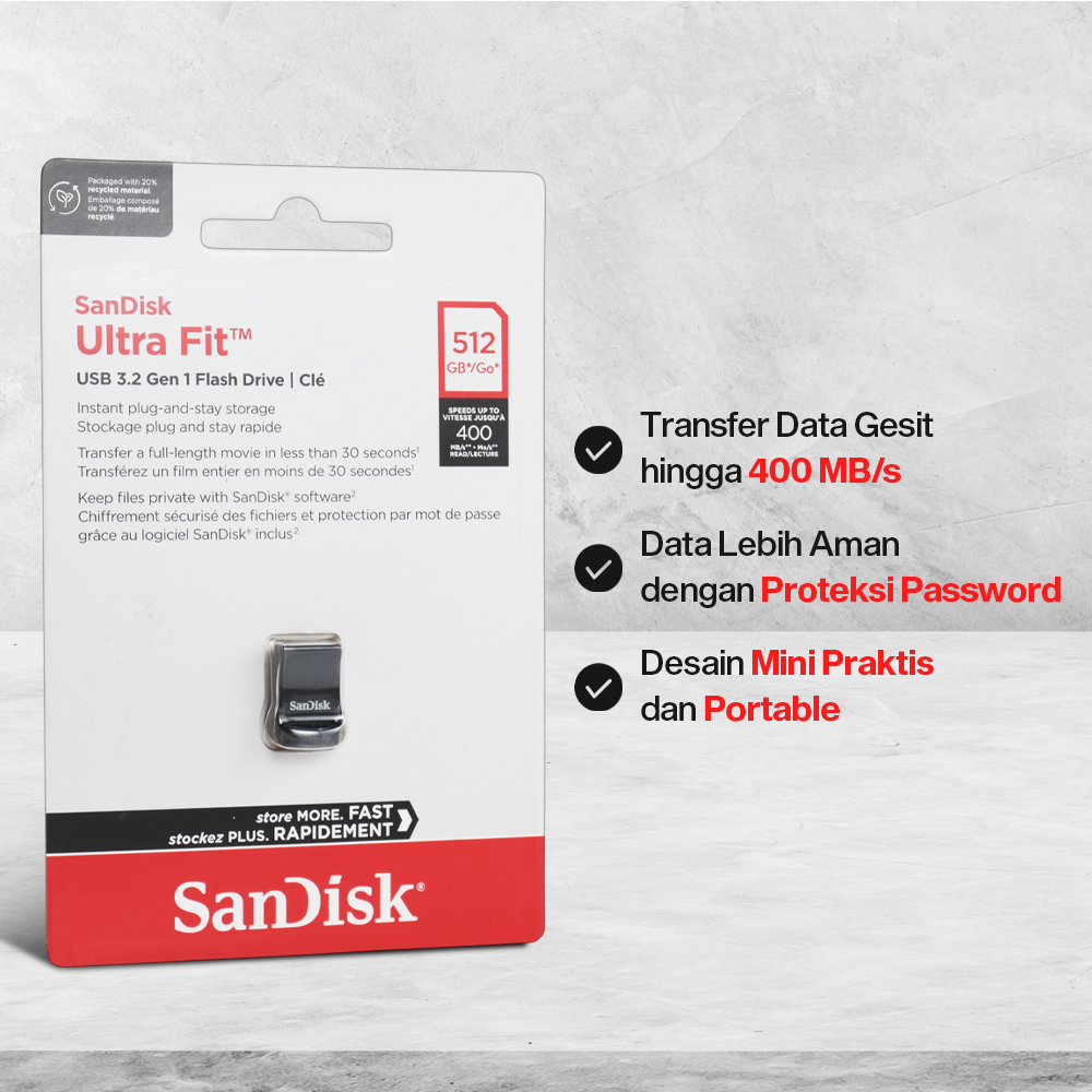 Gambar produk SanDisk Ultra Fit Flashdisk USB 3.1 / 3.2 Gen 1 512GB - SDCZ430