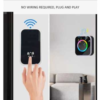 Zheyi Bel Pintu Wireless Door Bell Waterproof RGB EU Plug 59 Chimes - D88 Gambar produk Zheyi Bel Pintu Wireless Door Bell Waterproof RGB EU Plug 59 Chimes - D88