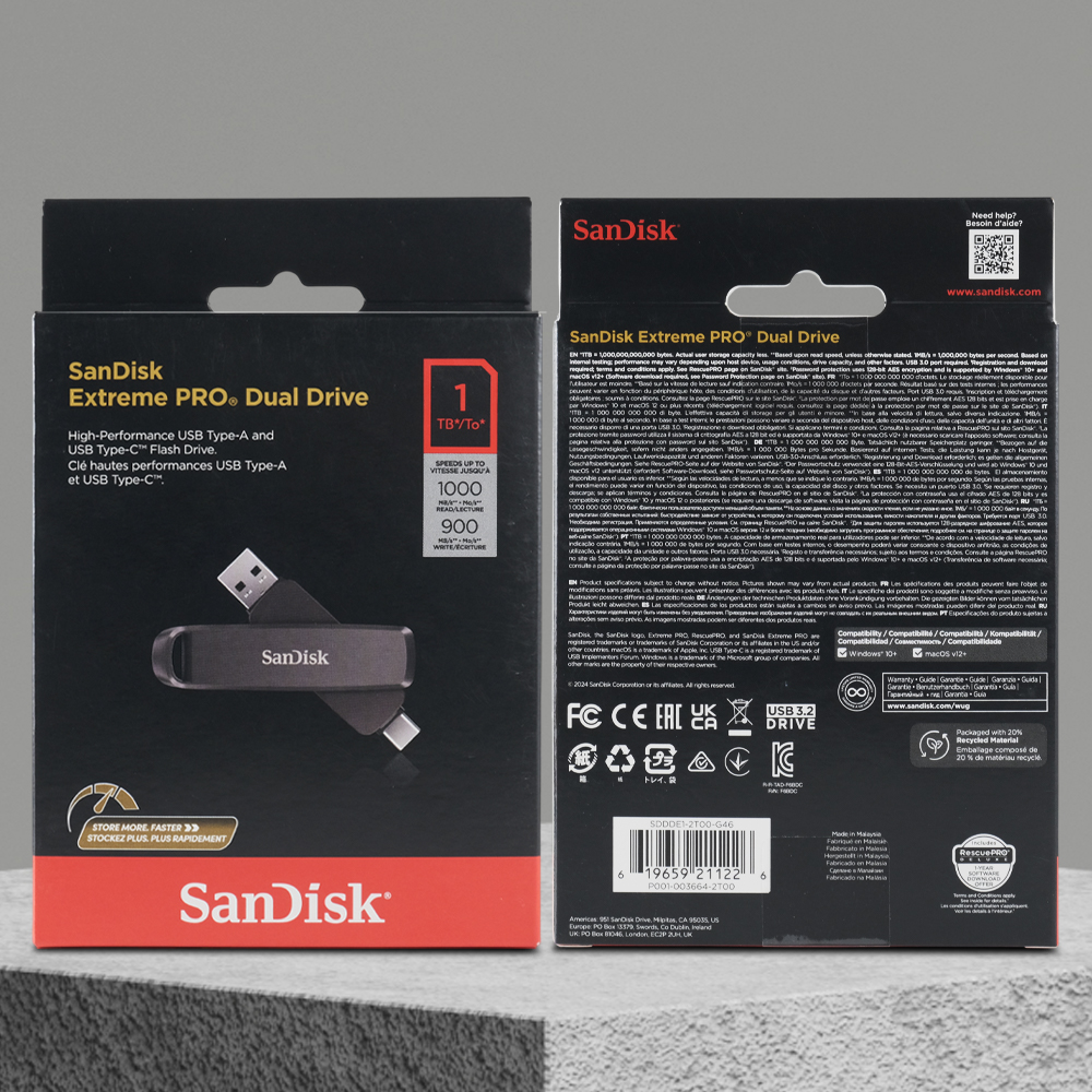 Gambar produk SanDisk Extreme PRO USB Dual Drive Up to 1000MB/s USB Type-C USB3.2 1TB - SDDDE1