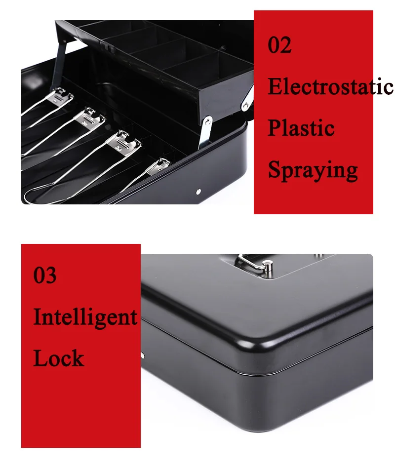 Gambar produk IWARE Kotak Uang Kasir Portable Coin Cash Drawer Key Style 30x24x9cm - IW201