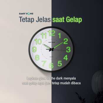 Gambar produk TaffHOME Jam Dinding Bulat Quartz Luminous Glow in The Dark 30cm MDB4