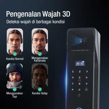 KAILILAI Smart Door Lock Fingerprint Face Recognition Password iCSee - B90 Gambar produk KAILILAI Smart Door Lock Fingerprint Face Recognition Password iCSee - B90