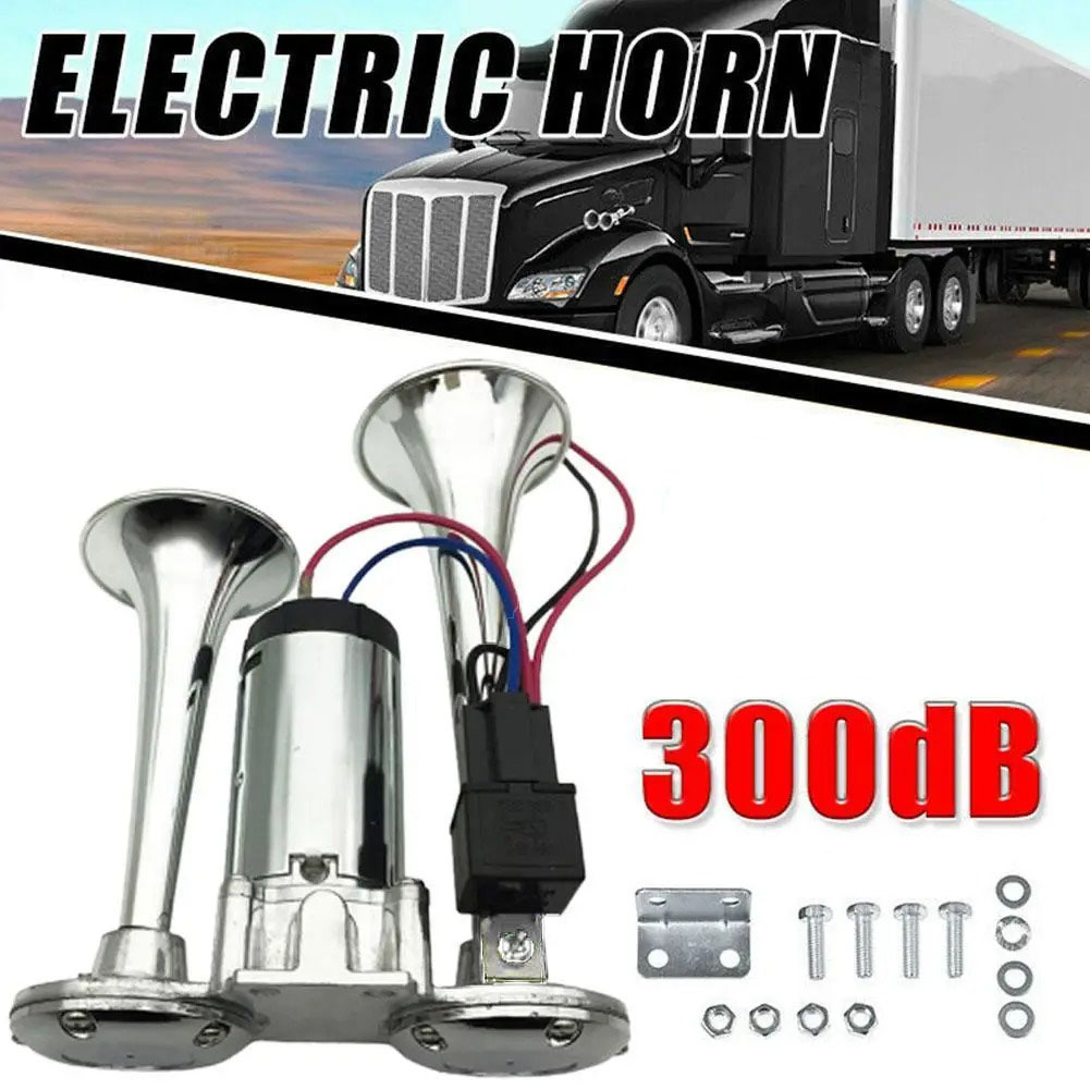 Gambar produk HX Klakson Terompet Truk Mobil Double Tube Horn Zinc Alloy 300dB 24V - H2