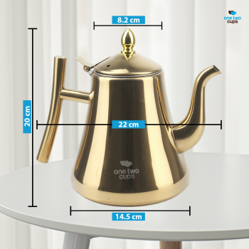 Gambar produk One Two Cups Teko Teh Stainless Steel Saringan Teapot 1.6L - HS4012