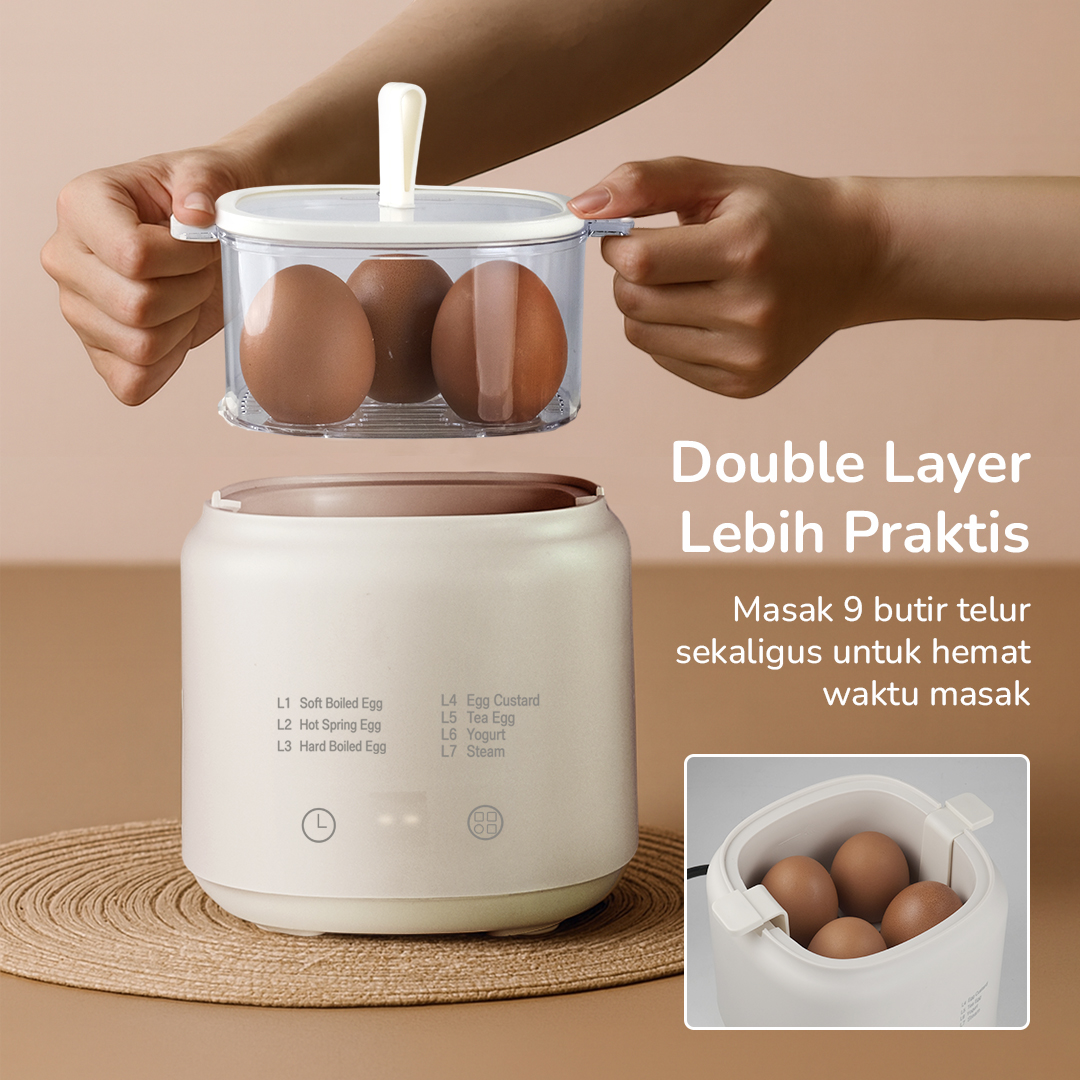 Gambar produk ONE MORE Alat Rebus Telur Elektrik 9 Slot Egg Steamer 220V - LG-803