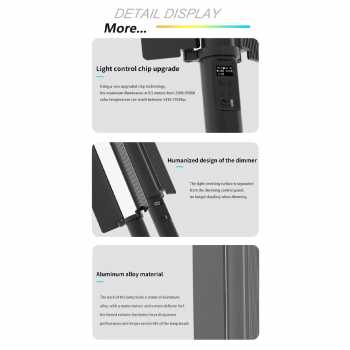 Gambar produk LIYADI Lampu Studio Tube Light RGBW 24 Mode OLED Display 5200mAh 24W - LP600 PRO