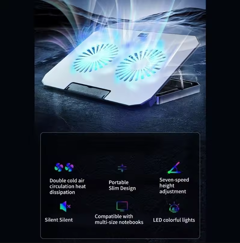 iDock Cooling Pad Laptop Gaming Kipas Pendingin 2 Fans 17 Inch - N22 Gambar produk iDock Cooling Pad Laptop Gaming Kipas Pendingin 2 Fans 17 Inch - N22