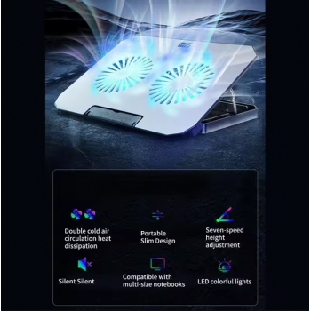 iDock Cooling Pad Laptop Gaming Kipas Pendingin 2 Fans 17 Inch - N22 Gambar produk iDock Cooling Pad Laptop Gaming Kipas Pendingin 2 Fans 17 Inch - N22