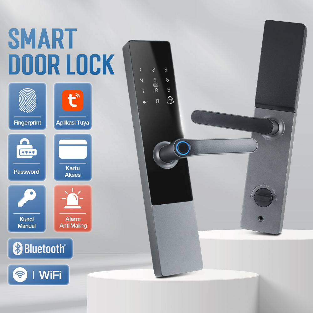 SMARTSTONE Smart Door Lock Fingerprint Password WiFi Tuya App - G3F Gambar produk SMARTSTONE Smart Door Lock Fingerprint Password WiFi Tuya App - G3F